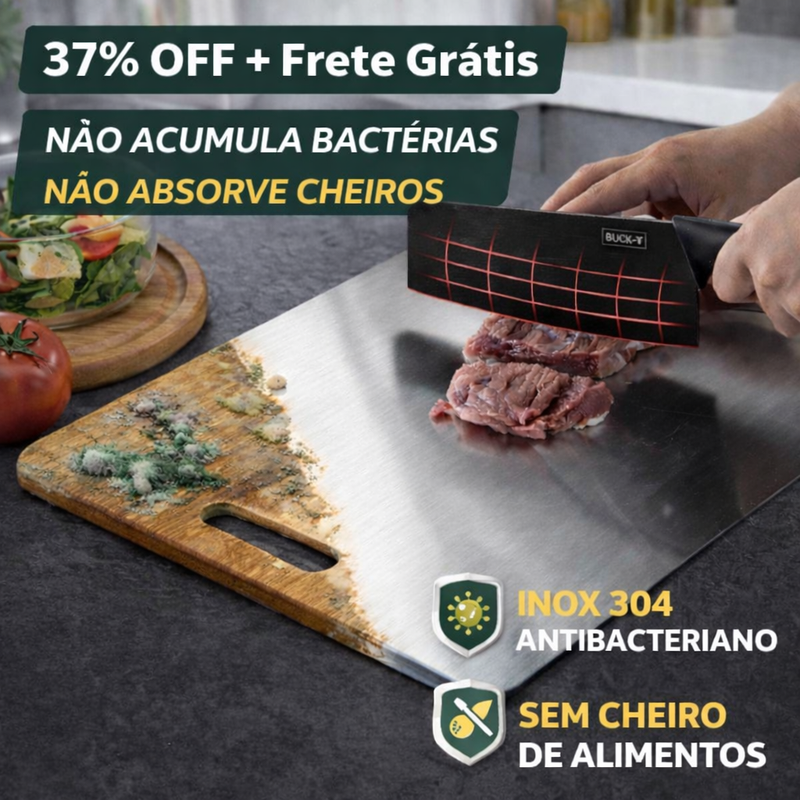 DomusCut Pro 304 - Tábua Inox Antibacteriana | O Novo Padrão da Cozinha Moderna